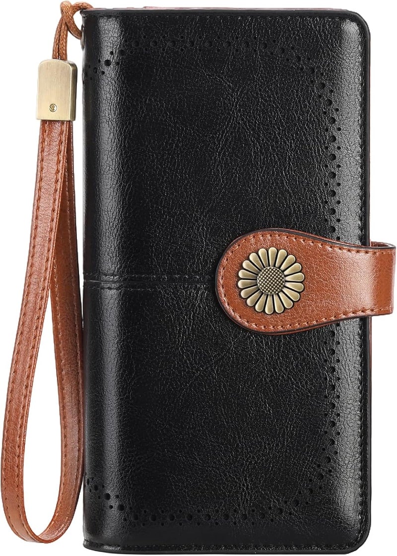 SENDEFN Wallets for Women Leather Credit Card Holder with RFID Blocking Large Capacity Wristlet | with RFID Blocking, Large Capacity, Wristlet, with RFID Blocking, Large Capacity, Wristlet - Image 1